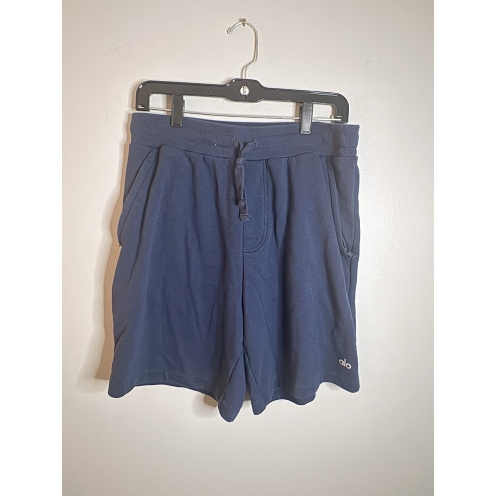 Alo Yoga Shorts Mens M Navy blue Drawstring Fleece Lounge Athletic Pockets